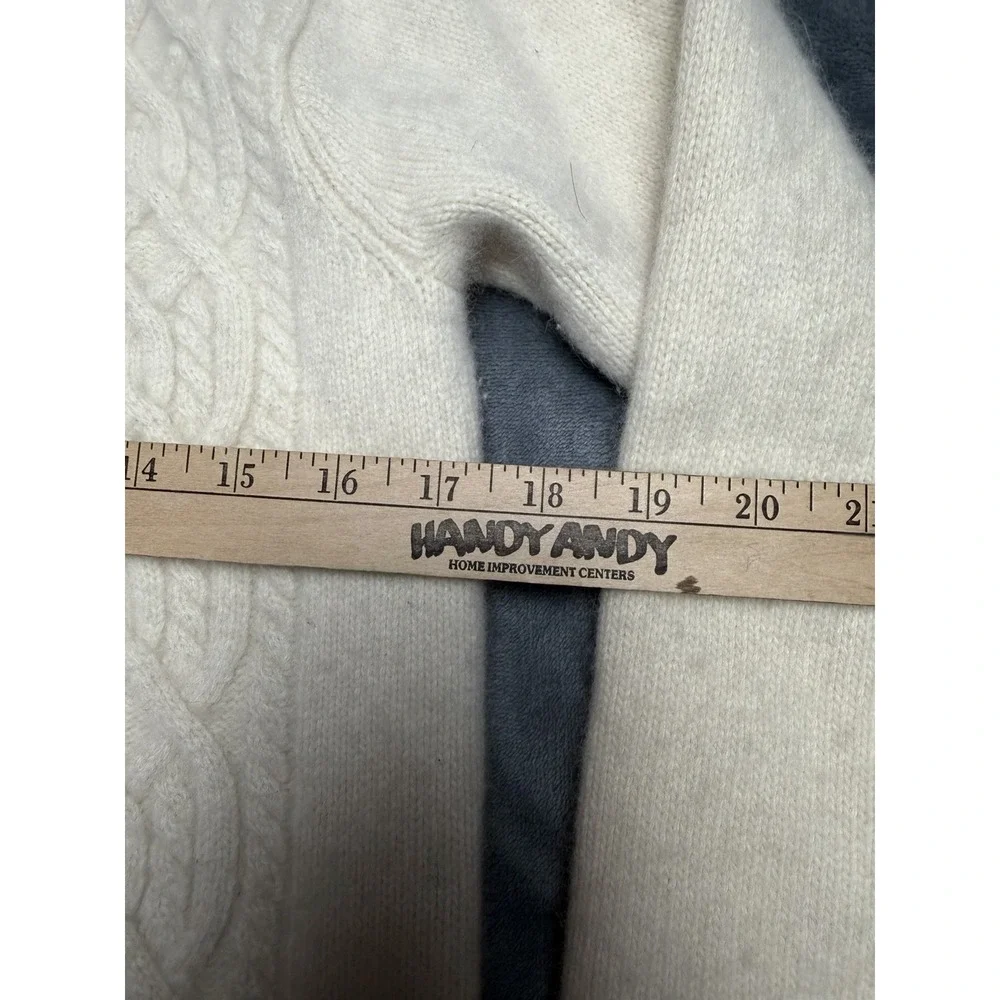 Ralph Lauren Cream Merino Wool Angora Cashmere Cable Knit Toggle Cardigan Small